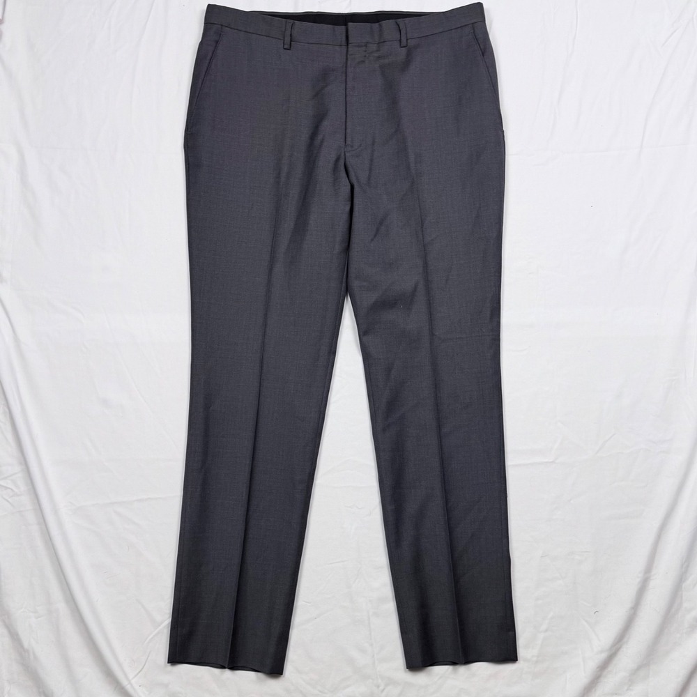Jos A Bank Joseph Slim Fit Dress Pants Gray 38x32 Flat Front Professional Formal - Picture 2 of 9